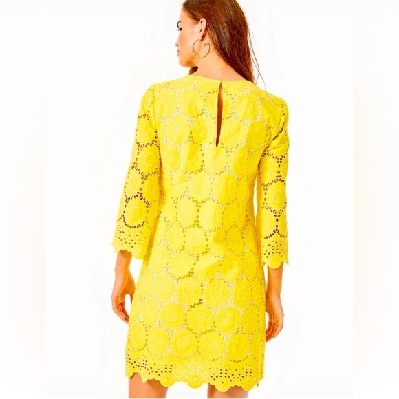 Lilly Pulitzer Mariella Dress Lillys Lemon Scallop Eyelet Size 0 HTF! - Picture 3 of 8